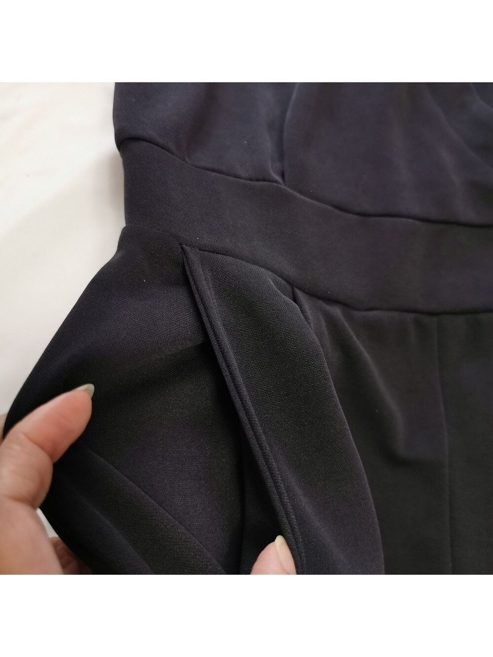 RW&CO Faux Wrap Tapered Leg Jumpsuit Black Small Petite (SP) - Picture 5 of 11